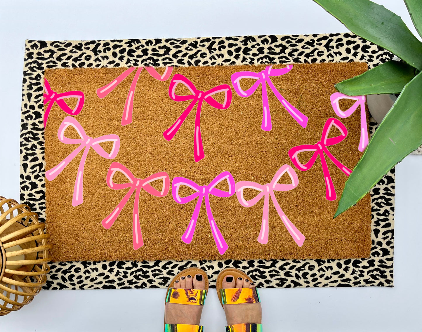 Pink Bows Coir Doormat