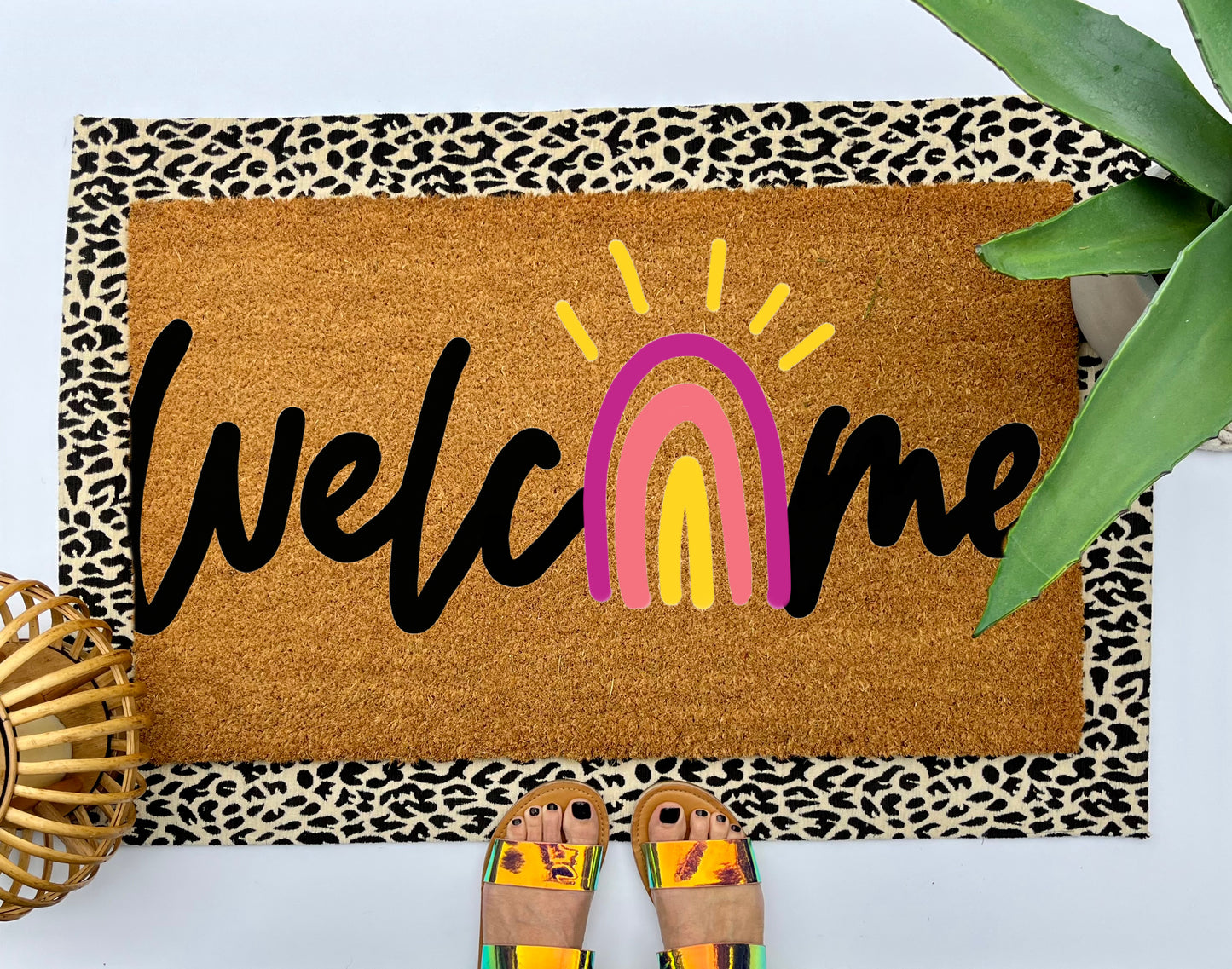 Welcome Rainbow Coir Doormat