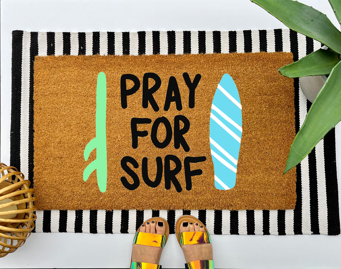 Pray for Surf Coir Doormat
