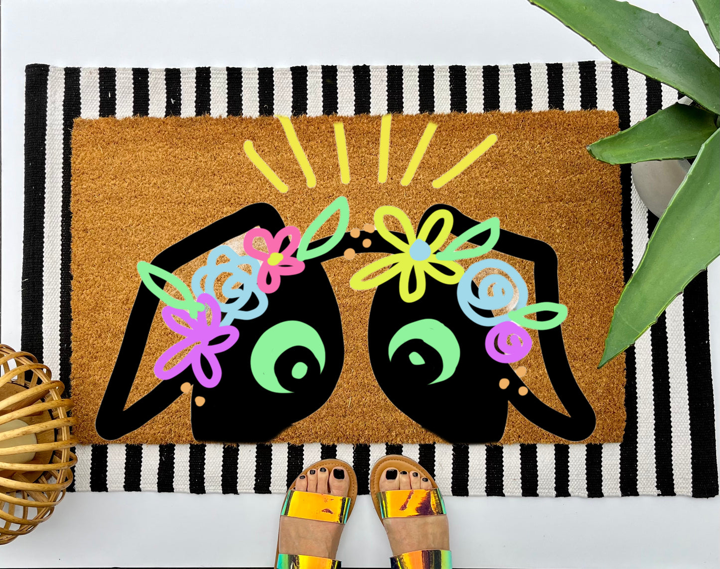 Whimsical Dog Coir Doormat