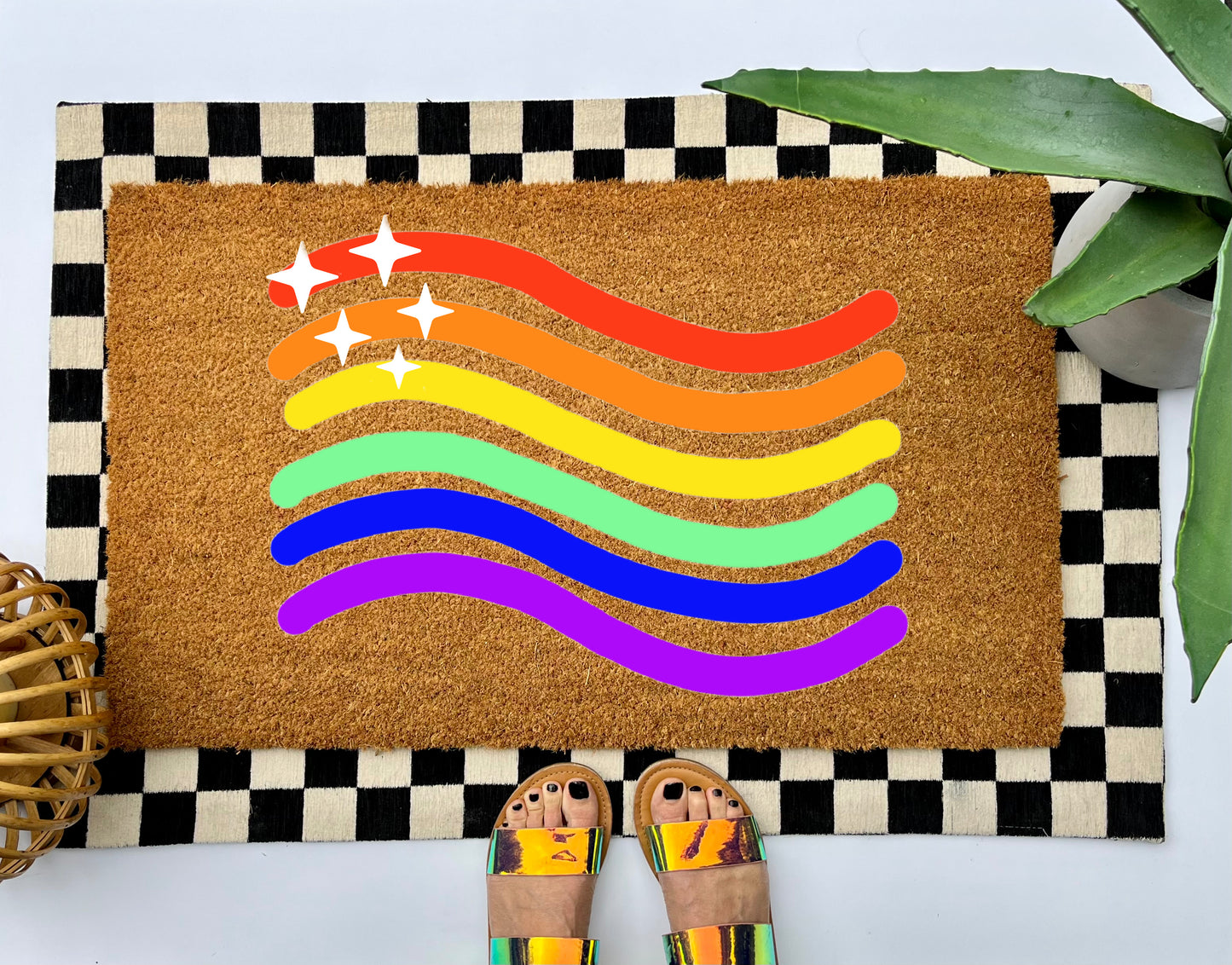 Rainbow Gay Pride Coir Doormat