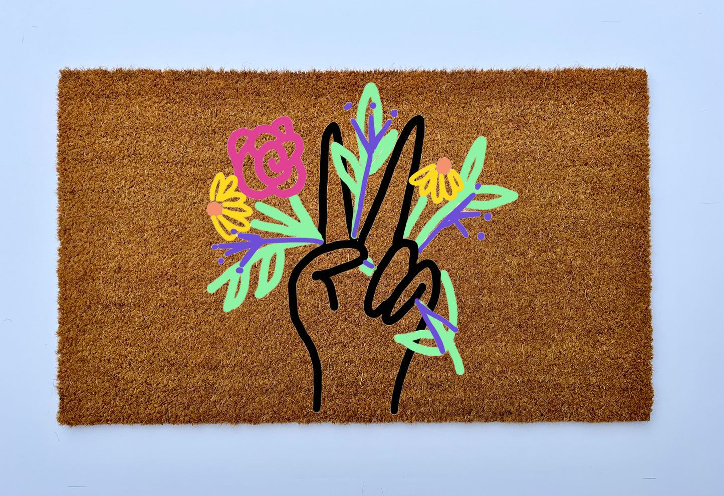 Peace and Wildflowers Coir Doormat