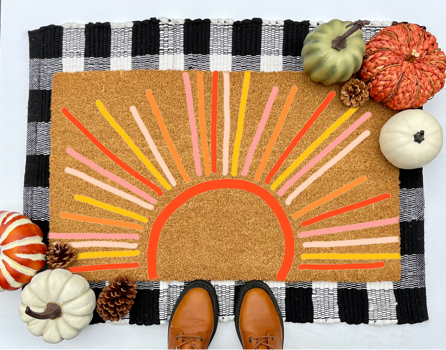 Colorful Sun Fall Coir Doormat