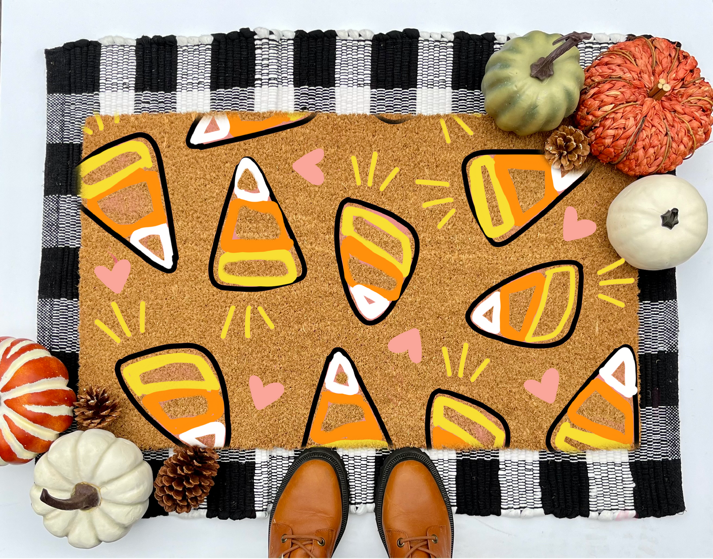 Candy Corn Coir Doormat
