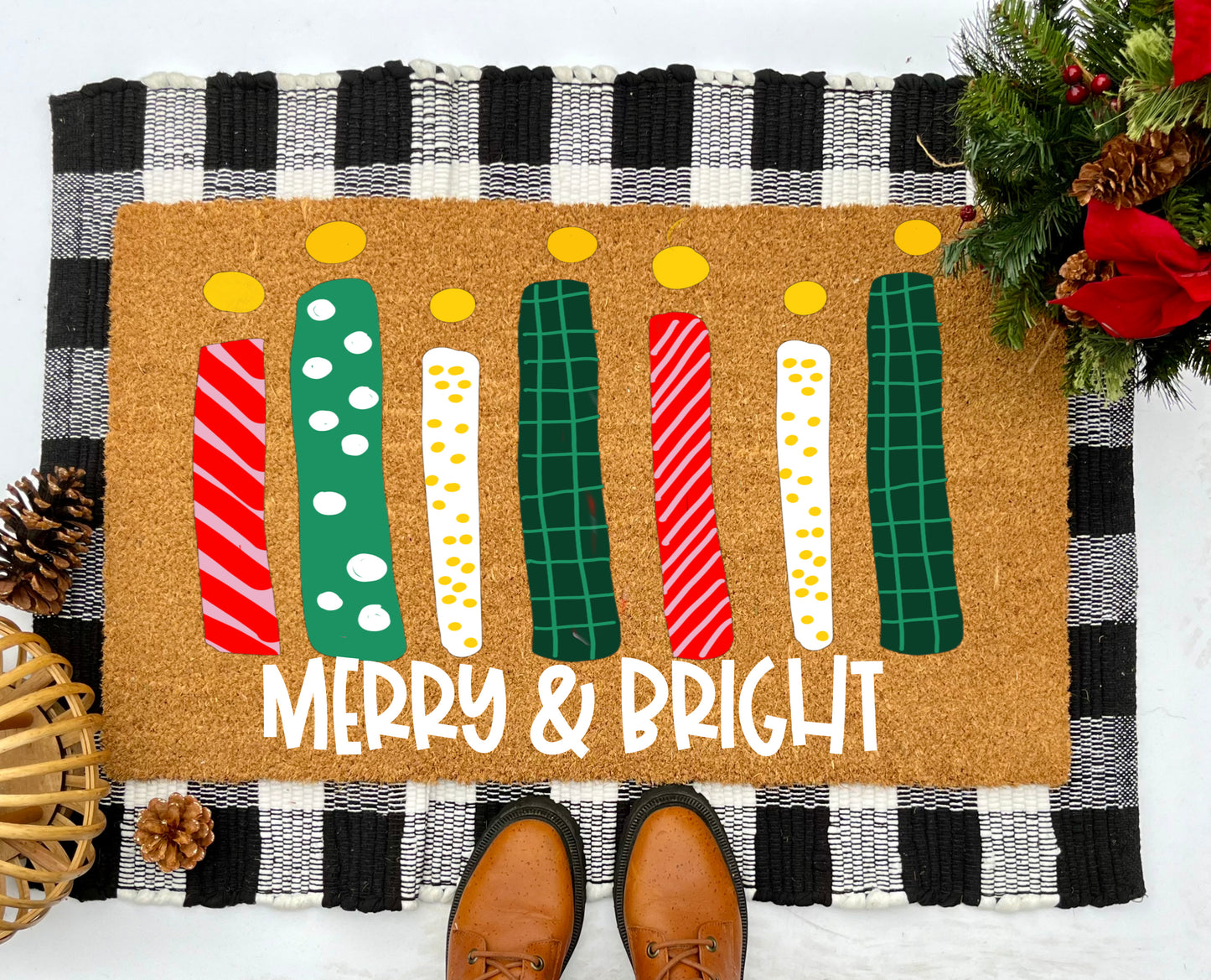 Merry and Bright Coir Doormat