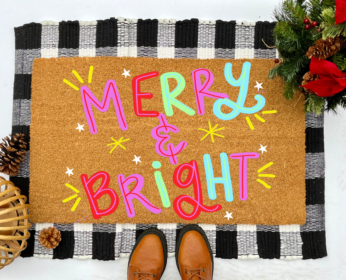 Merry and Bright Coir Doormat