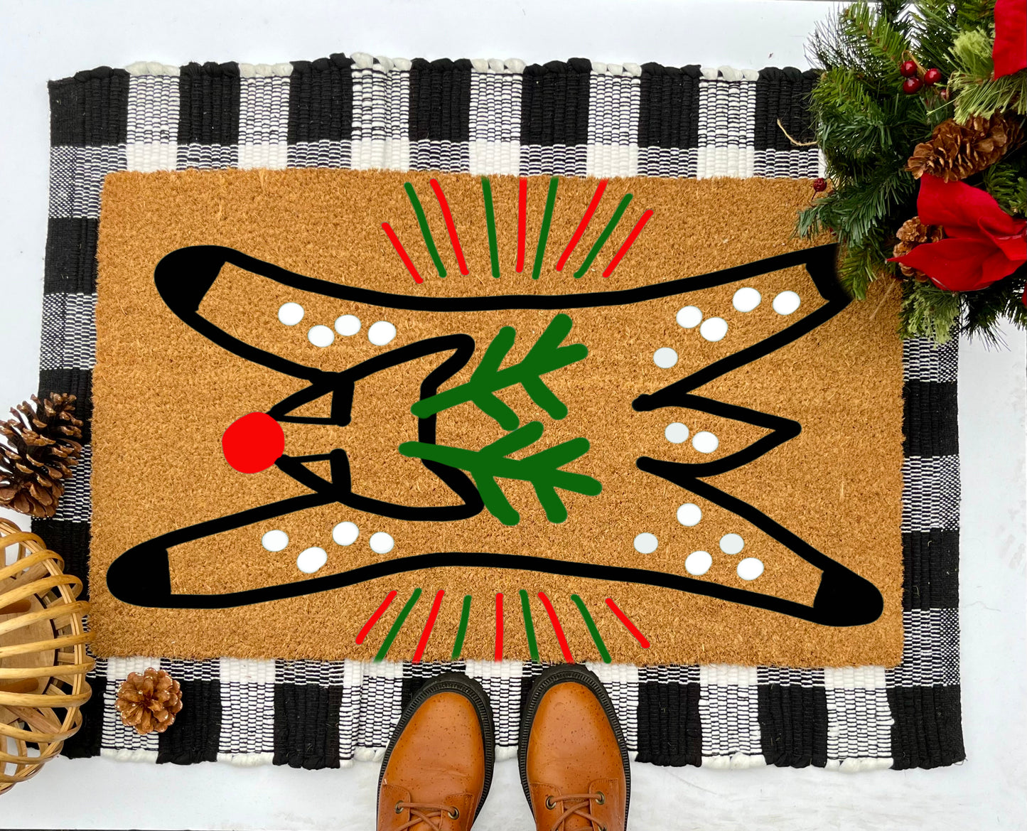 Rudolph Reindeer Coir Doormat