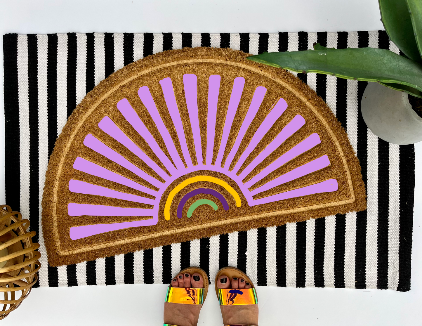 Boho Colorful Sun Coir Doormat | Coir Doormats