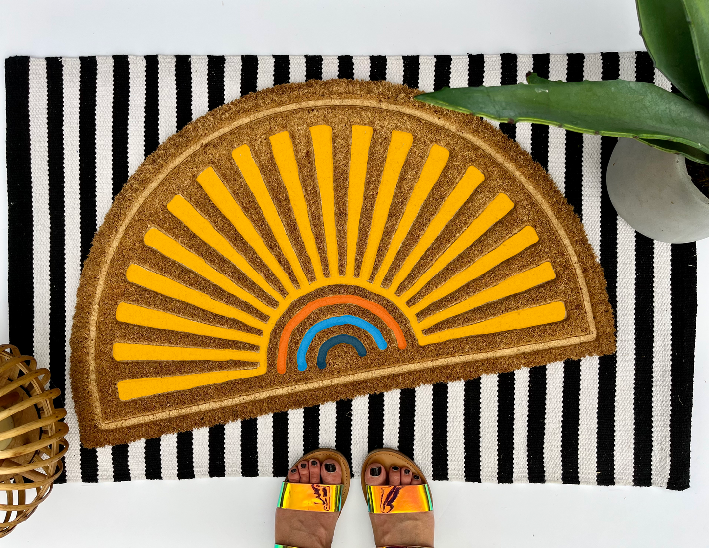 Boho Colorful Sun Coir Doormat
