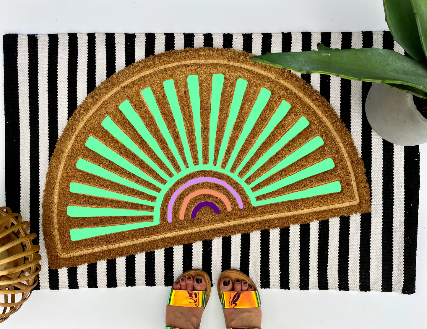 Boho Colorful Sun Coir Doormat