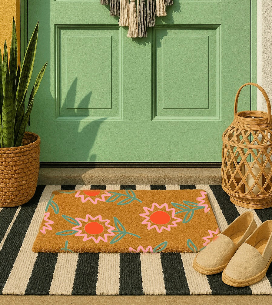 Welcome to Cindy Hughes Design: Colorful, Boho-Eclectic Doormats - hand painted with love!