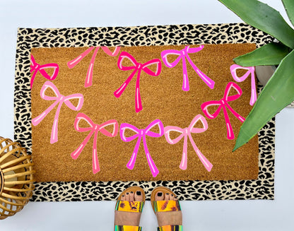 Pink Bows Coir Doormat