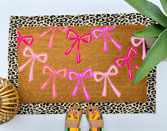 Pink Bows Coir Doormat