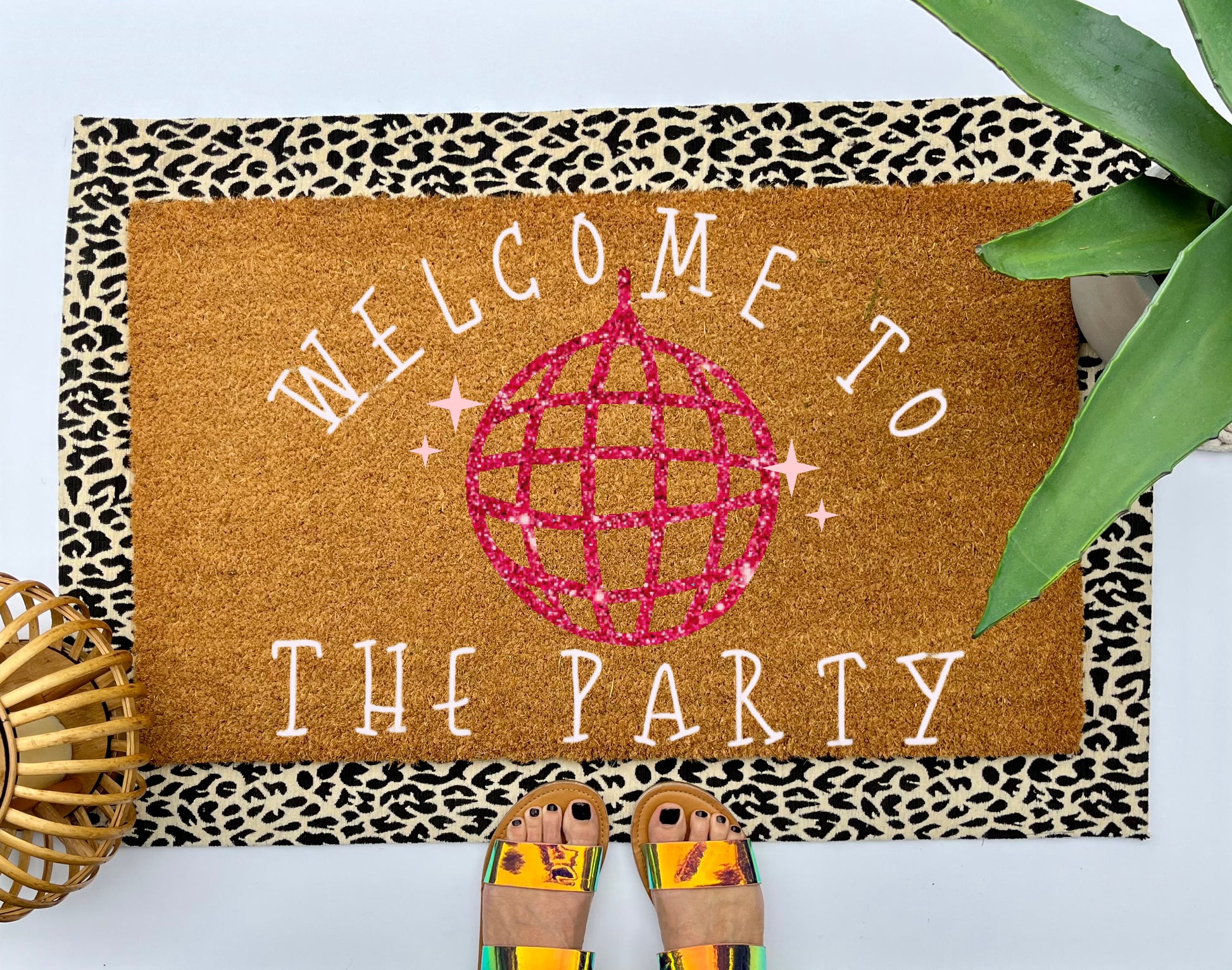 Disco Ball Glitter Coir Doormat | Hand Painted Doormats