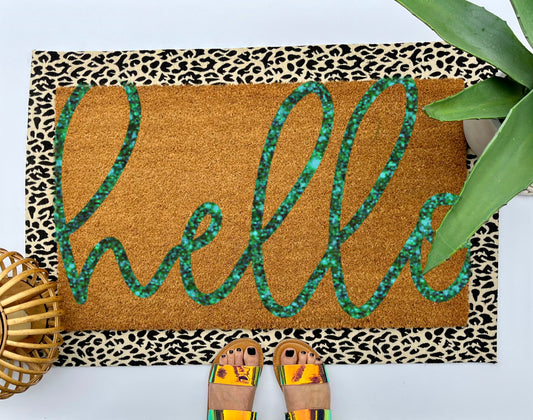 Glitter Hello Coir Doormat