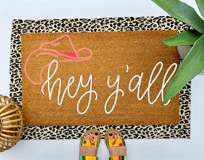 Western Hey Y'all Coir Doormat | Hand Painted Coir Doormats