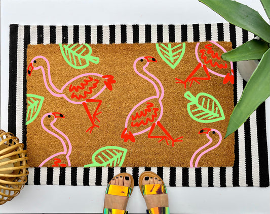 Pink Flamingo Coir Doormat