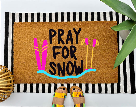 Pray for Snow Coir Doormat