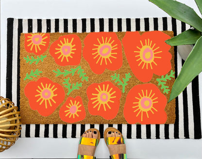 Retro Flower Coir Doormat