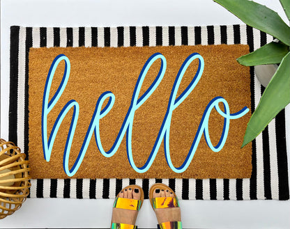Neon Hello Coir Doormat