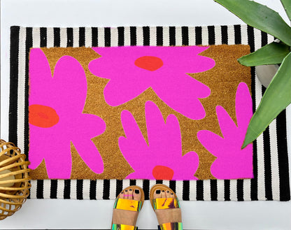 Retro Floral Coir Doormat