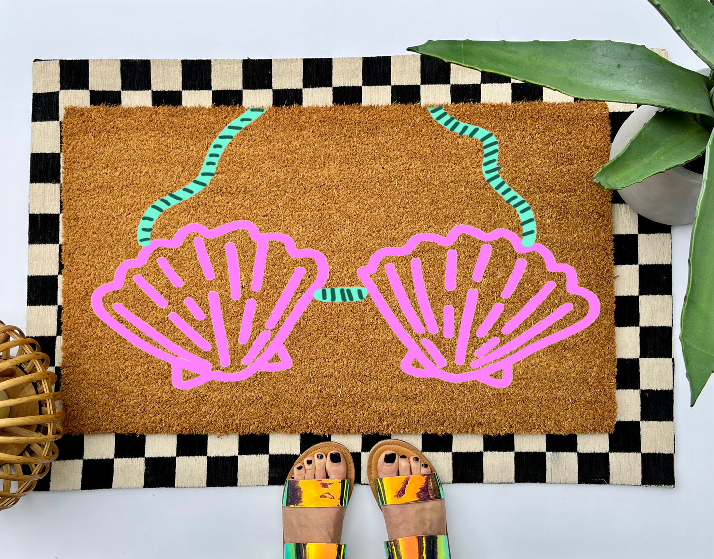 Mermaid Shell Top Coir Doormat
