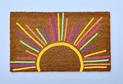 Colorful Boho Sun Coir Doormat