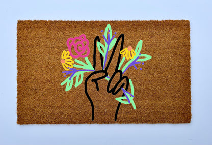 Peace and Wildflowers Coir Doormat