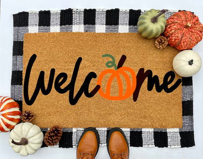 Welcome Pumpkin Coir Doormat