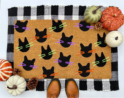 Black Cats Coir Doormat
