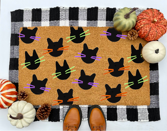 Black Cats Coir Doormat