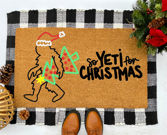 So Yeti for Christmas Coir Doormat
