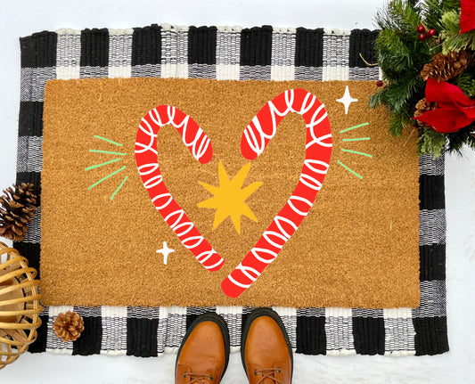 Candy Cane Coir Doormat | Christmas Coir Doormats