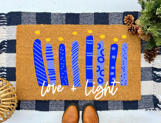 Love and Light Hanukkah Coir Doormat